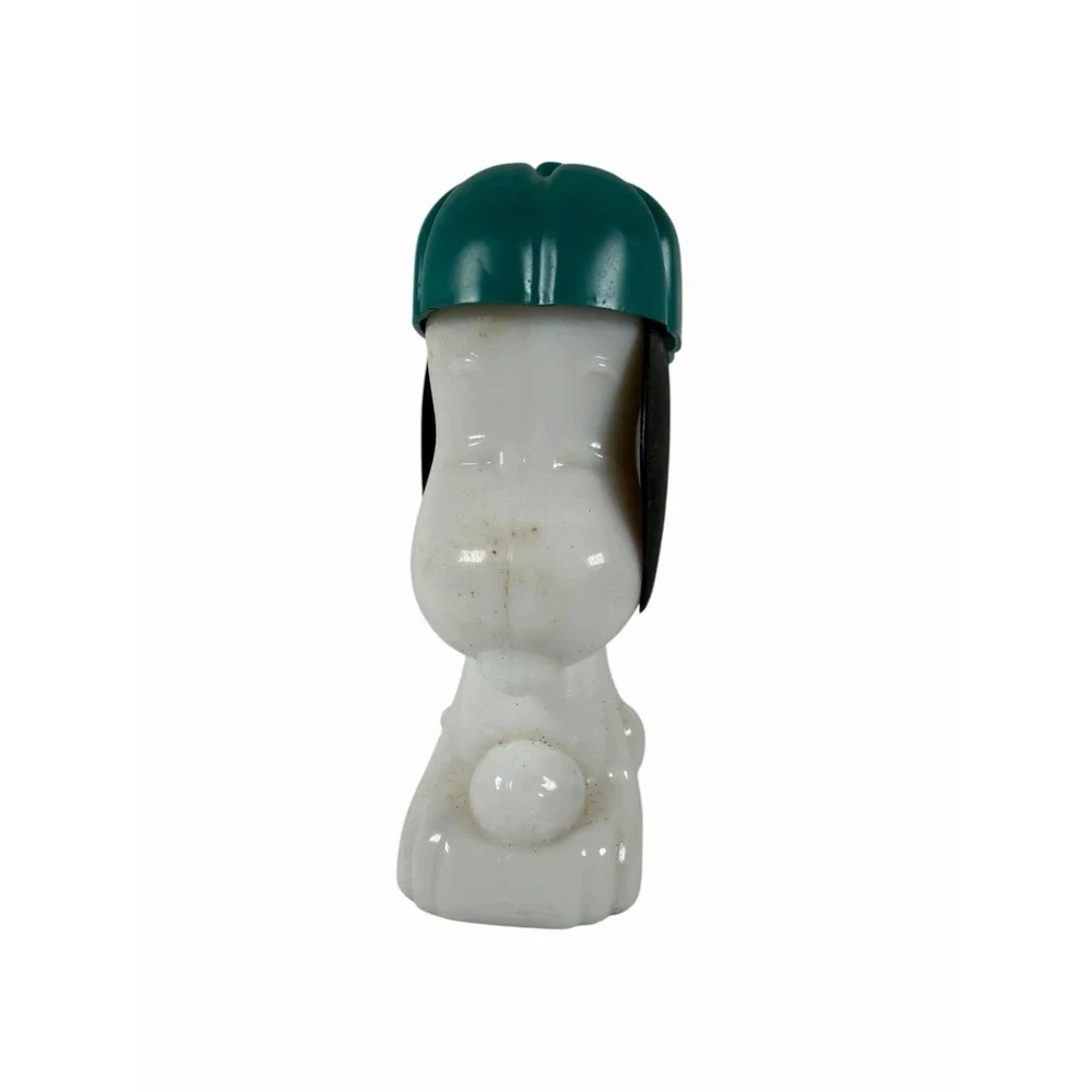 Vintage SNOOPY Milk Glass Dog AVON Bottle w Ball Cap  1969 Excalibur After Shave